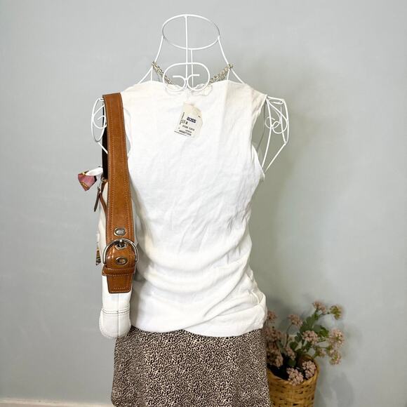 NWT Gorgeous vintage y2k white ribbed v neck sparkly sequin tank top - Picture 5 of 6